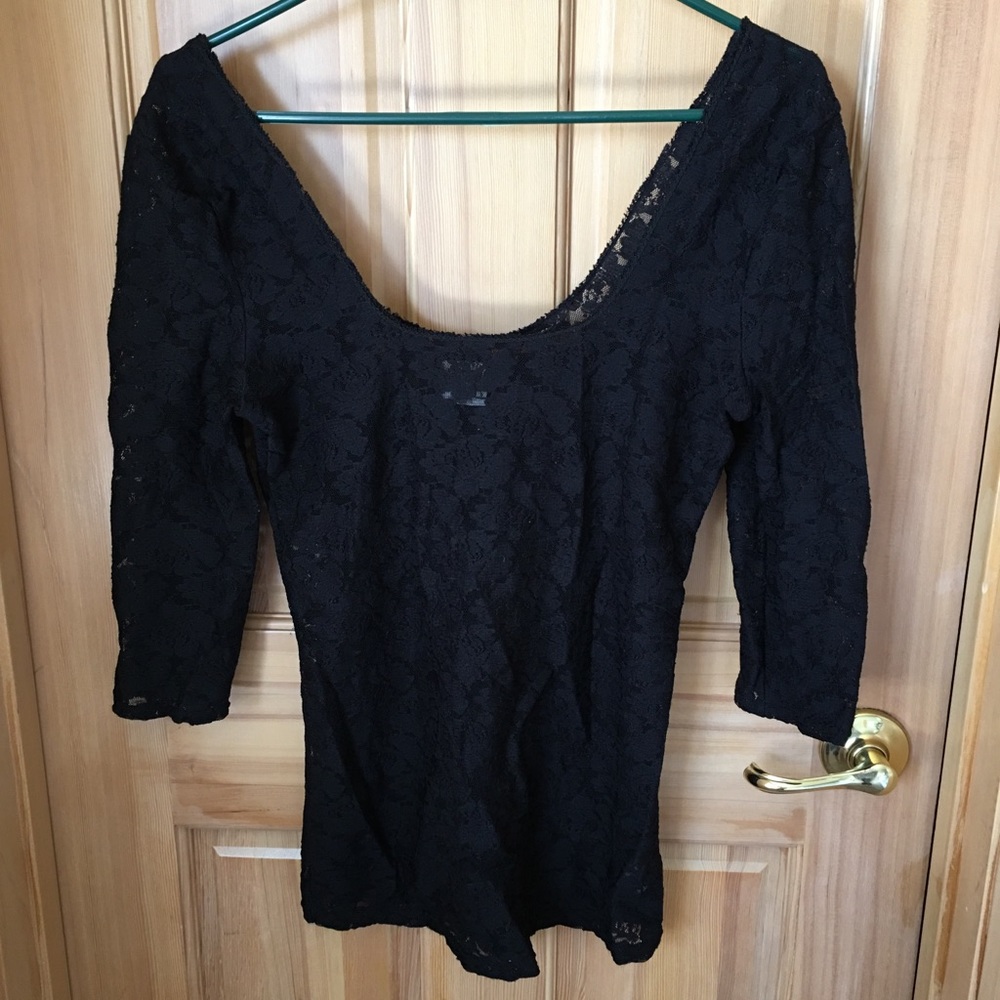 Intimately Free People Lace Scoop 3/4 Sleeve, GUC